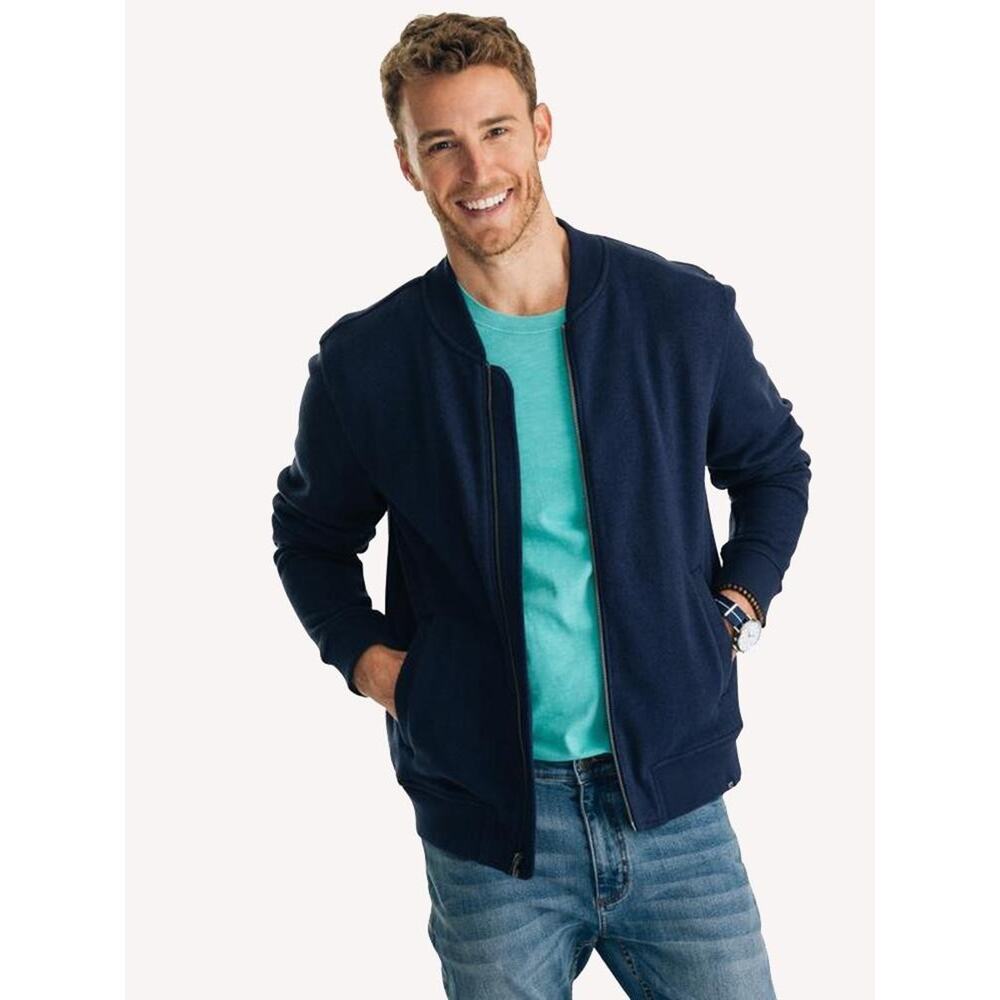 Southern Tide Jacket‎ Mens XL Navy Samson Peak Bomber Full Zip Fleece Sweater